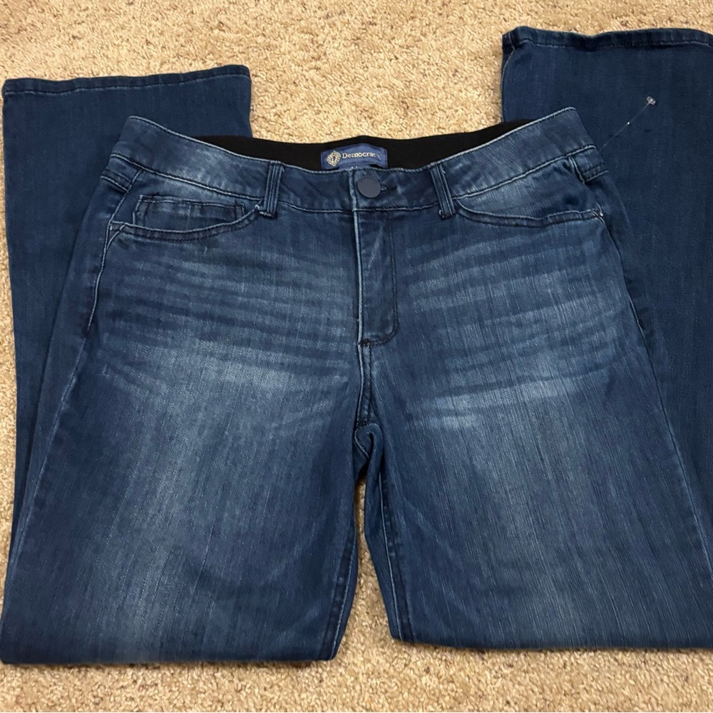 Democracy Ab Solution Blue Denim Women's Jeans, Size 14 kick flare